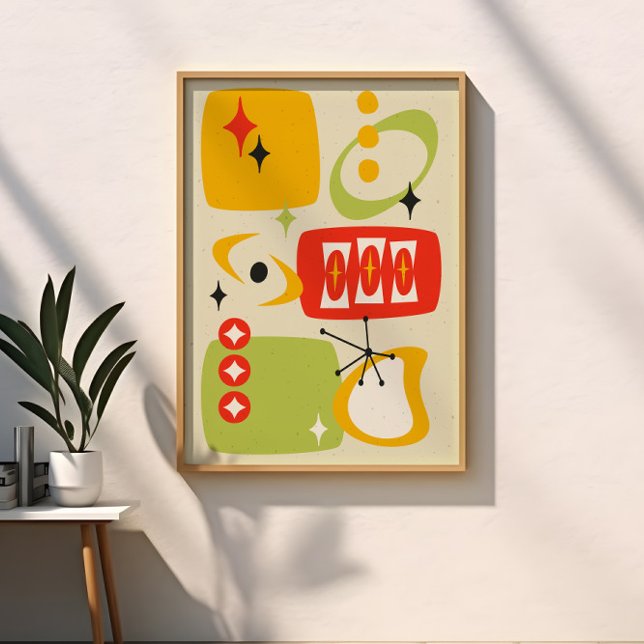 Atomic Age Mid Century Red Yellow Green Abstract Poster (Creator Uploaded)