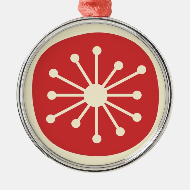 Atomic Age Midcentury Modern Cute Retro Minimalist Metal Ornament (Front)