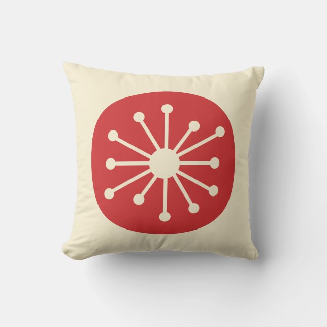 Atomic Age Midcentury Modern Cute Retro Minimalist Throw Pillow (Front)