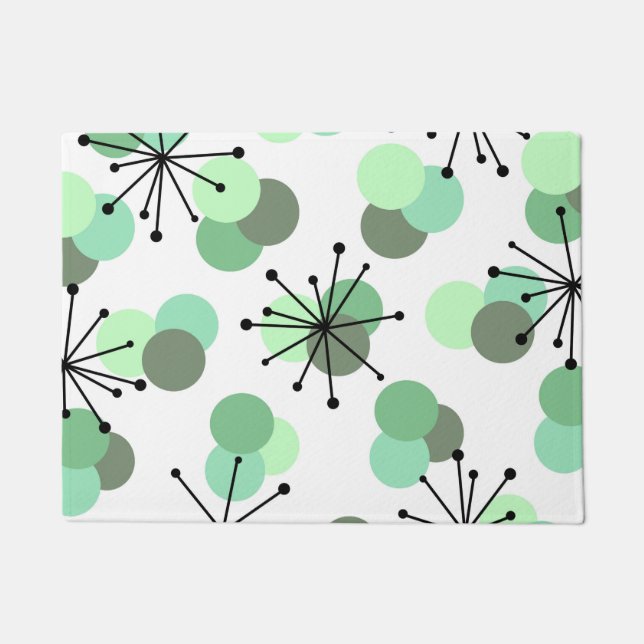 Atomic Age Molecules Mint Green Doormat (Front)