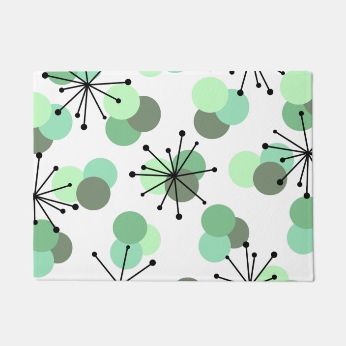 Atomic Age Molecules Mint Green Doormat
