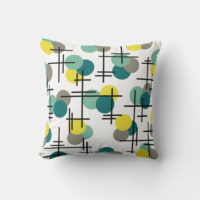 Atomic Age Molecules Pattern Throw Pillow (Front)