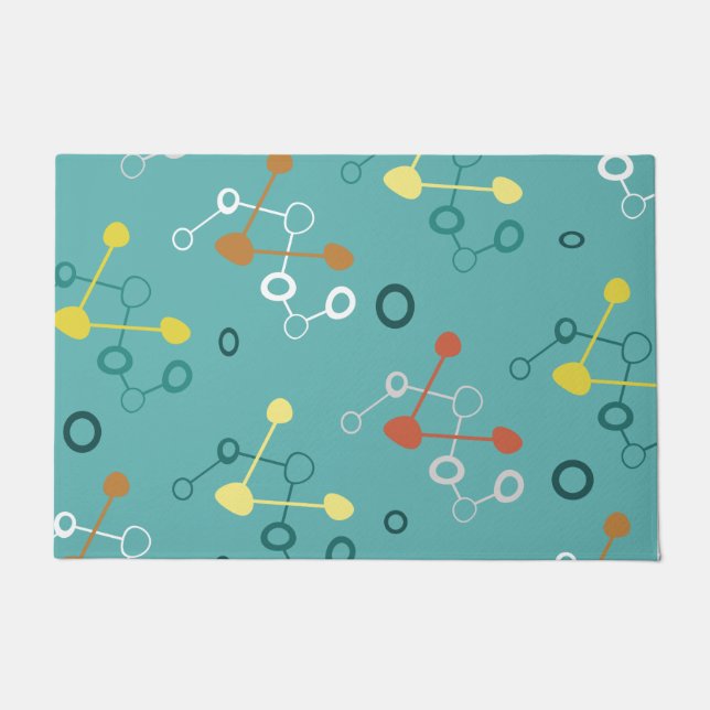 Atomic Age Pattern Turquoise Doormat (Front)