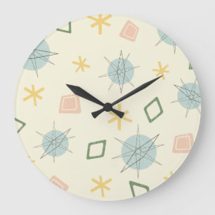 Atomic Age Planet Art Large Clock