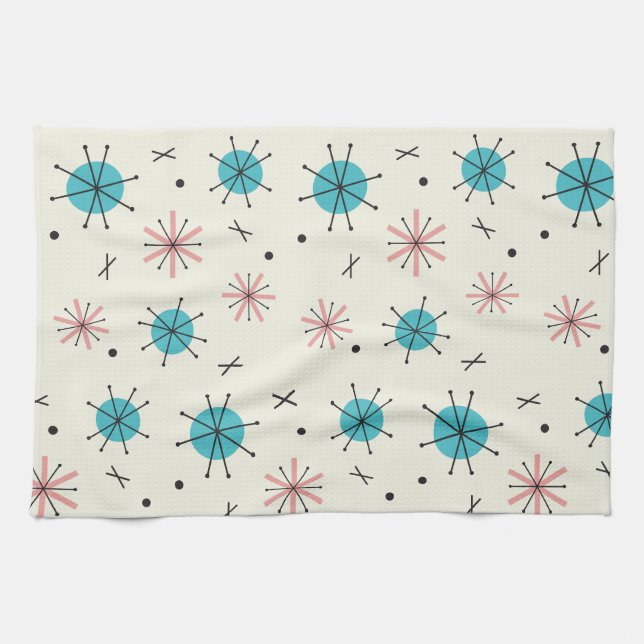 Atomic Age Planets Starbursts Kitchen Towel (Horizontal)