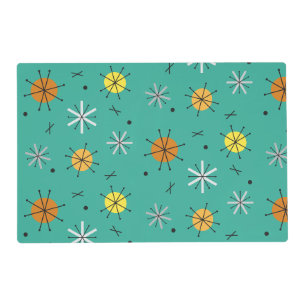 Atomic Age Planets Starbursts Turquoise Placemat
