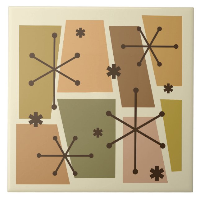 Atomic Age Pop Art Brown Ceramic Tile (Front)