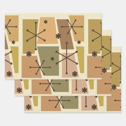 Atomic Age Pop Art Brown Wrapping Paper Sheets
