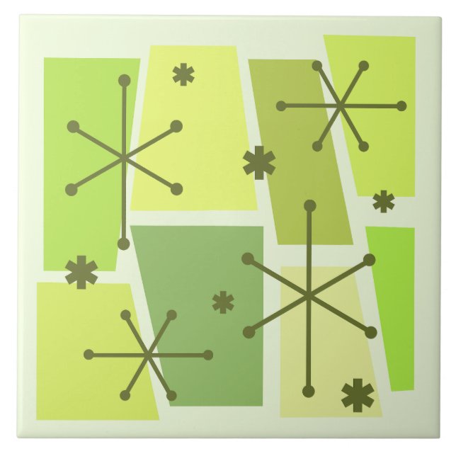Atomic Age Pop Art Chartreuse Ceramic Tile (Front)