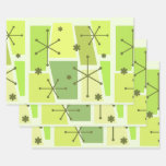 Atomic Age Pop Art Chartreuse Wrapping Paper Sheets