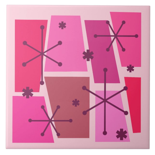 Atomic Age Pop Art Hot Pink Ceramic Tile (Front)