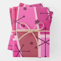 Atomic Age Pop Art Hot Pink Wrapping Paper Sheets