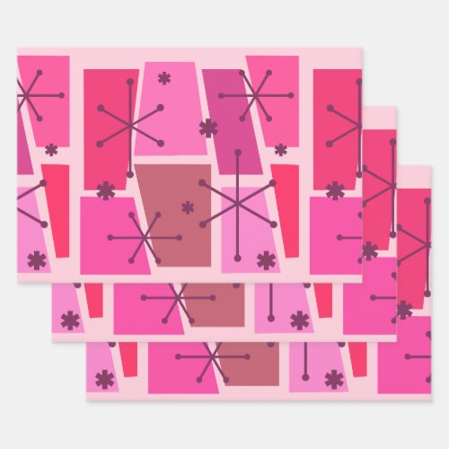 Atomic Age Pop Art Hot Pink Wrapping Paper Sheets