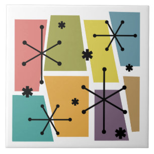 Atomic Age Pop Art Multicolored Ceramic Tile