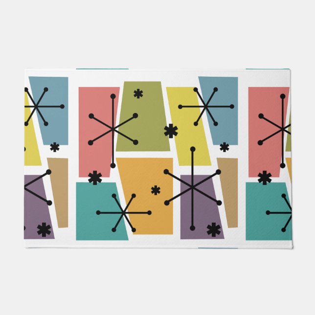 Atomic Age Pop Art Multicolored Doormat (Front)