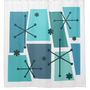Atomic Age Pop Art Turquoise Shower Curtain