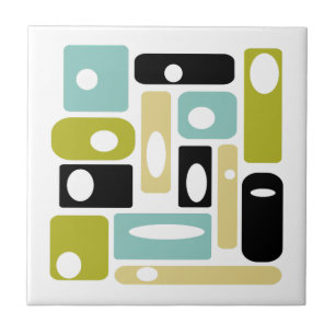 Atomic Age Rectangles And Ovals Mid Century Ceramic Tile