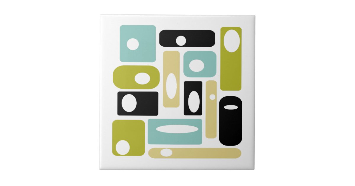 Atomic Age Rectangles And Ovals Mid Century Ceramic Tile | Zazzle