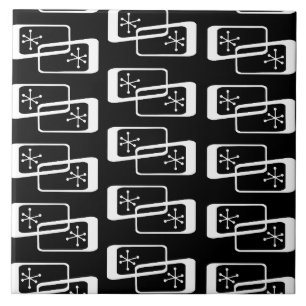 Atomic Age Rectangles Black White Ceramic Tile