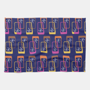 Atomic Age Rectangles Purple Colorful Kitchen Towel