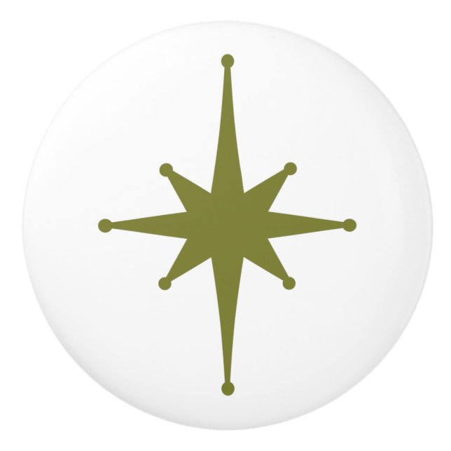 Atomic Age Retro 50s Starburst Single in Olive Ceramic Knob (Front)