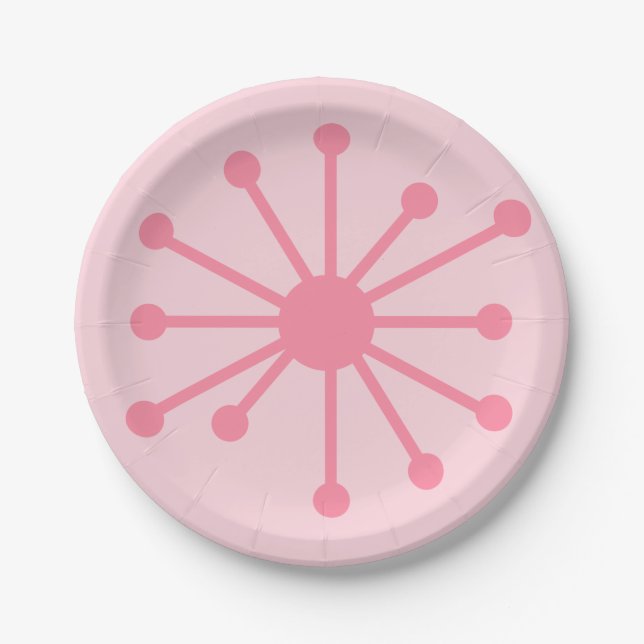Atomic Age Retro Atom Single in Pink Paper Plates (Front)