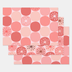 Atomic Age Retro Dots Midcentury Mod Blush Pink Wrapping Paper Sheets