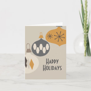 Atomic Age Retro Ornaments Happy Holidays Holiday Card