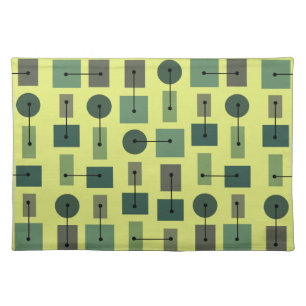 Atomic Age Simple Shapes Chartreuse Cloth Placemat