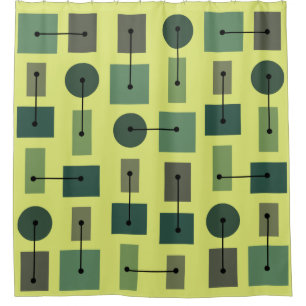 Atomic Age Simple Shapes Chartreuse Shower Curtain