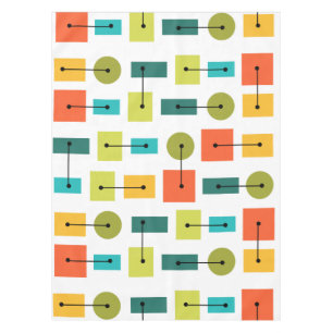Atomic Age Simple Shapes Multicolored Tablecloth