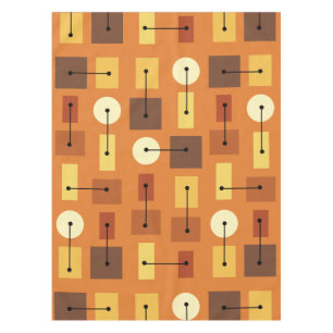 Atomic Age Simple Shapes Orange Tablecloth