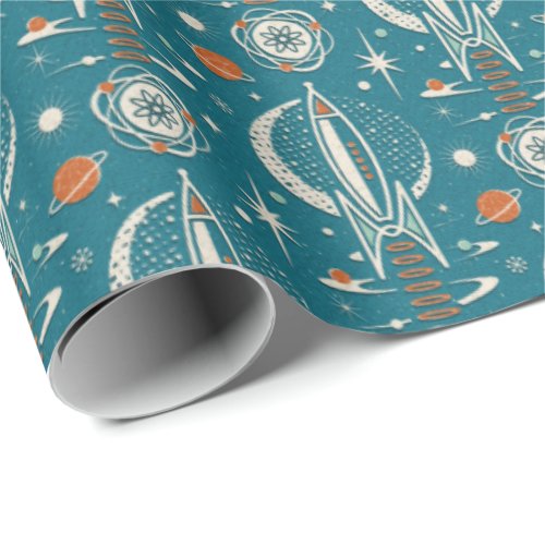 Atomic Age Space Exploration studioxtine Wrapping Paper