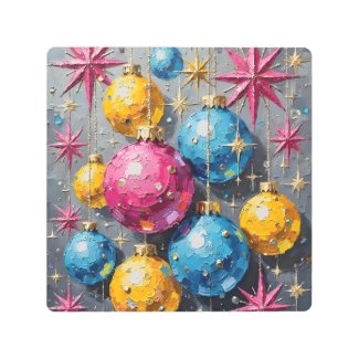 Atomic Age Sparkle: Mid-Century Modern Christmas Metal Print