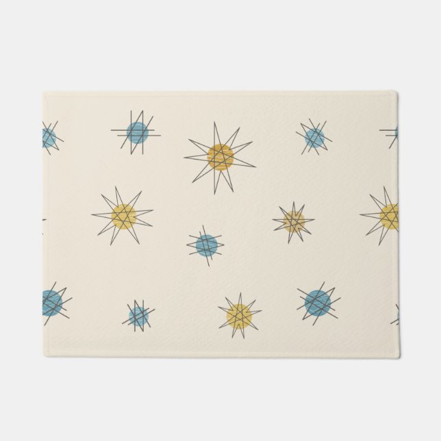Atomic Age Sputnik Starburst Planets Doormat (Front)