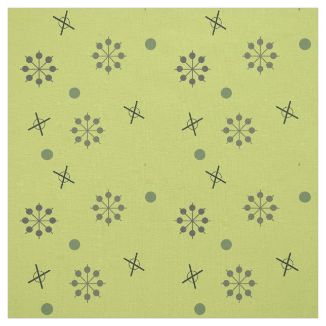 Atomic Age Sputnik Starbursts Chartreuse Fabric (Swatch)