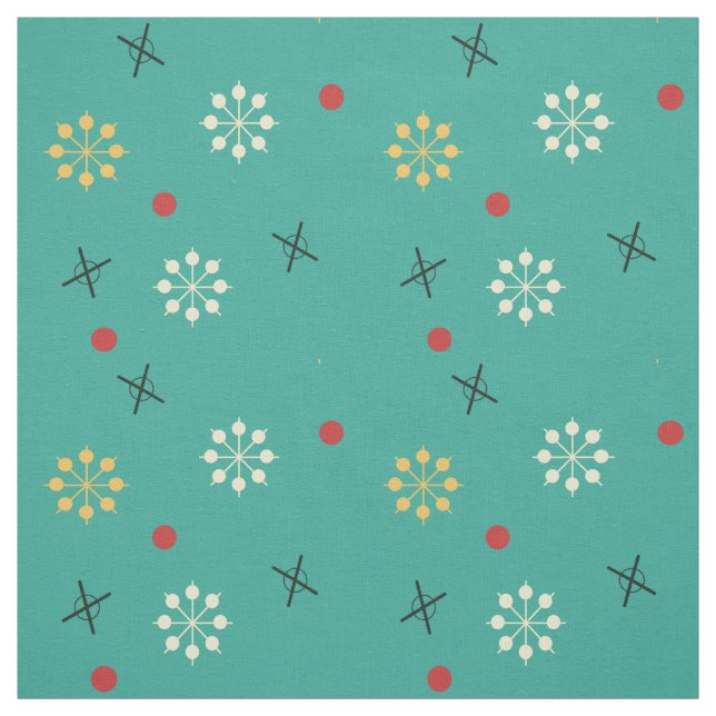 Atomic Age Sputnik Starbursts Turquoise Fabric (Swatch)