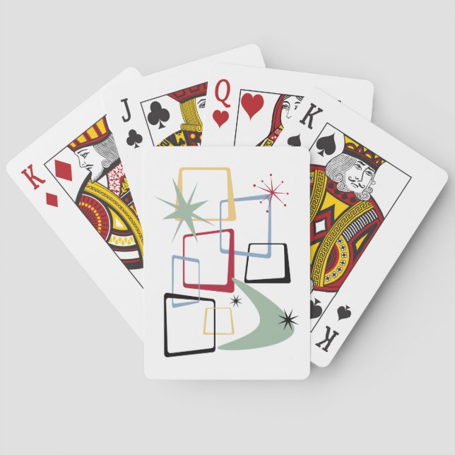 Atomic Age Squares Stars Boomerang Mid Century Poker Cards (Back)
