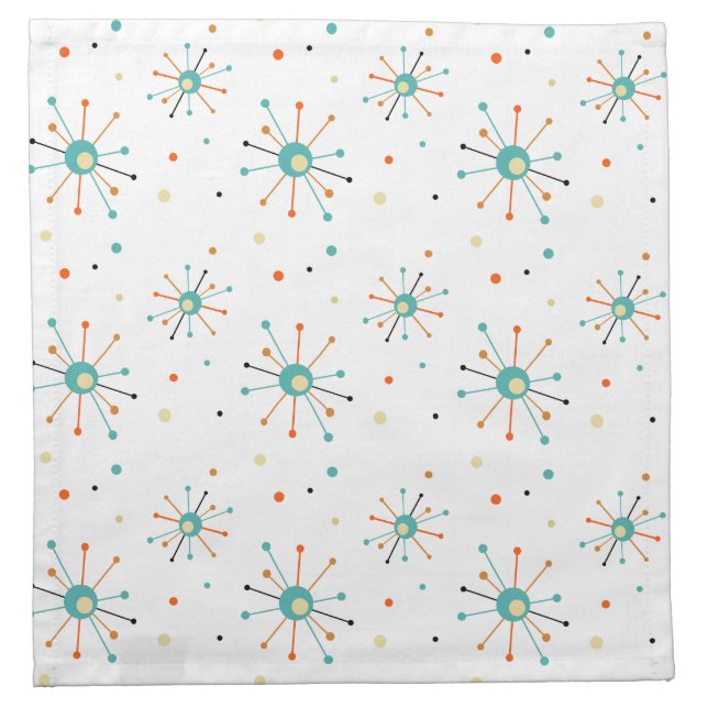 Atomic Age Starburst Dots Mid century Retro Cloth Napkin (Front)
