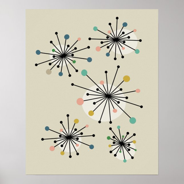 Atomic Age Starburst Mid Century Modern Poster (Front)