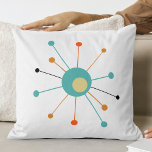 Atomic Age Starburst Mid-century Modern Throw Pillow<br><div class="desc">This colorful mid century modern throw pillow features an atomic starburst in turquoise blue,  two shades of orange,  yellow,  and black. So fun to add to your sofa or bed!</div>