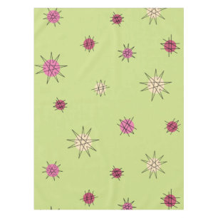 Atomic Age Starburst Planets Lime Green Tablecloth