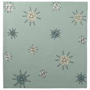 Atomic Age Starburst Planets Sage Green Cloth Napkin