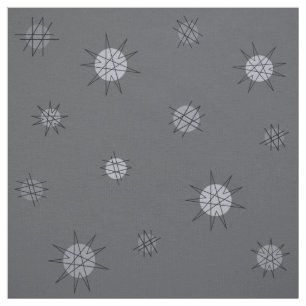 Atomic Age Starburst Planets Slate Gray Fabric