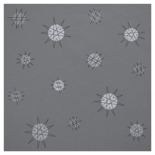 Atomic Age Starburst Planets Slate Gray Fabric