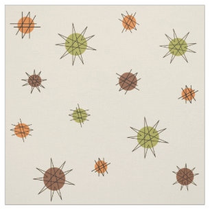 Atomic Age Starburst Planets Tan Brown Fabric