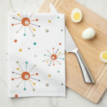 Atomic Age Starburst Polka Dots Mid-century Modern Kitchen Towel<br><div class="desc">Add a pop of color to your kitchen with this cute atomic starburst and dots pattern kitchen towel. It features the colors of turquoise blue, burnt orange, yellow, tan, and dark gray. It's a great way to add a little fun to your kitchen decor!</div>