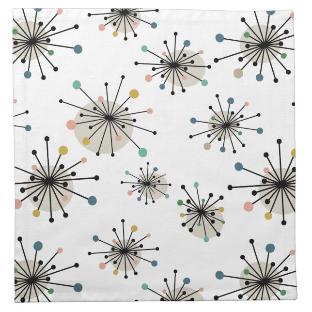 Atomic Age Starburst Retro Mid Century Modern Cloth Napkin (Front)