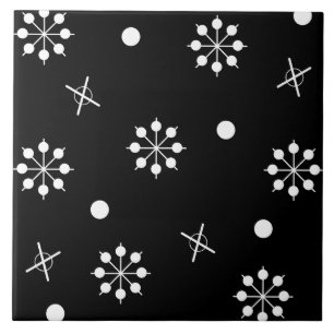 Atomic Age Starbursts Black White 2 Ceramic Tile