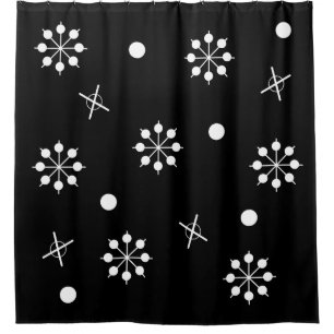Atomic Age Starbursts Black White 2 Shower Curtain